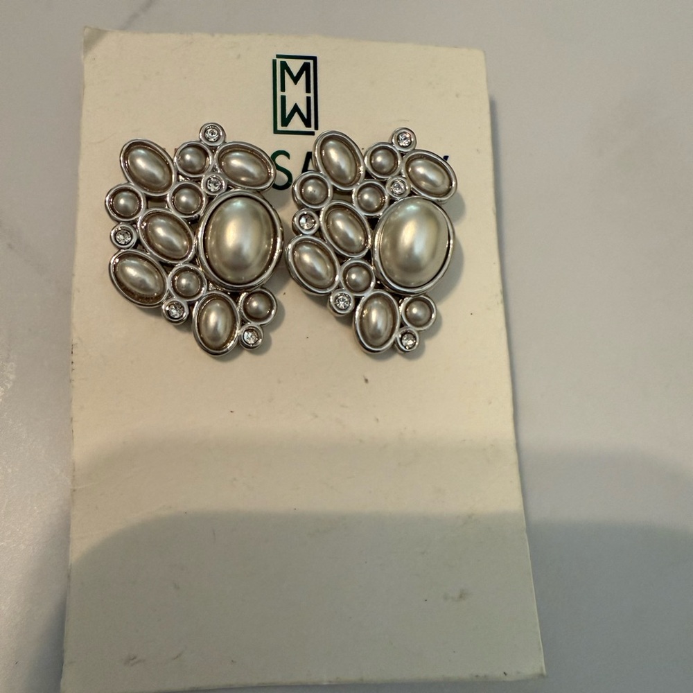 Earrings Elegant Silver Tone Pearl Earrings Melissa Lovy